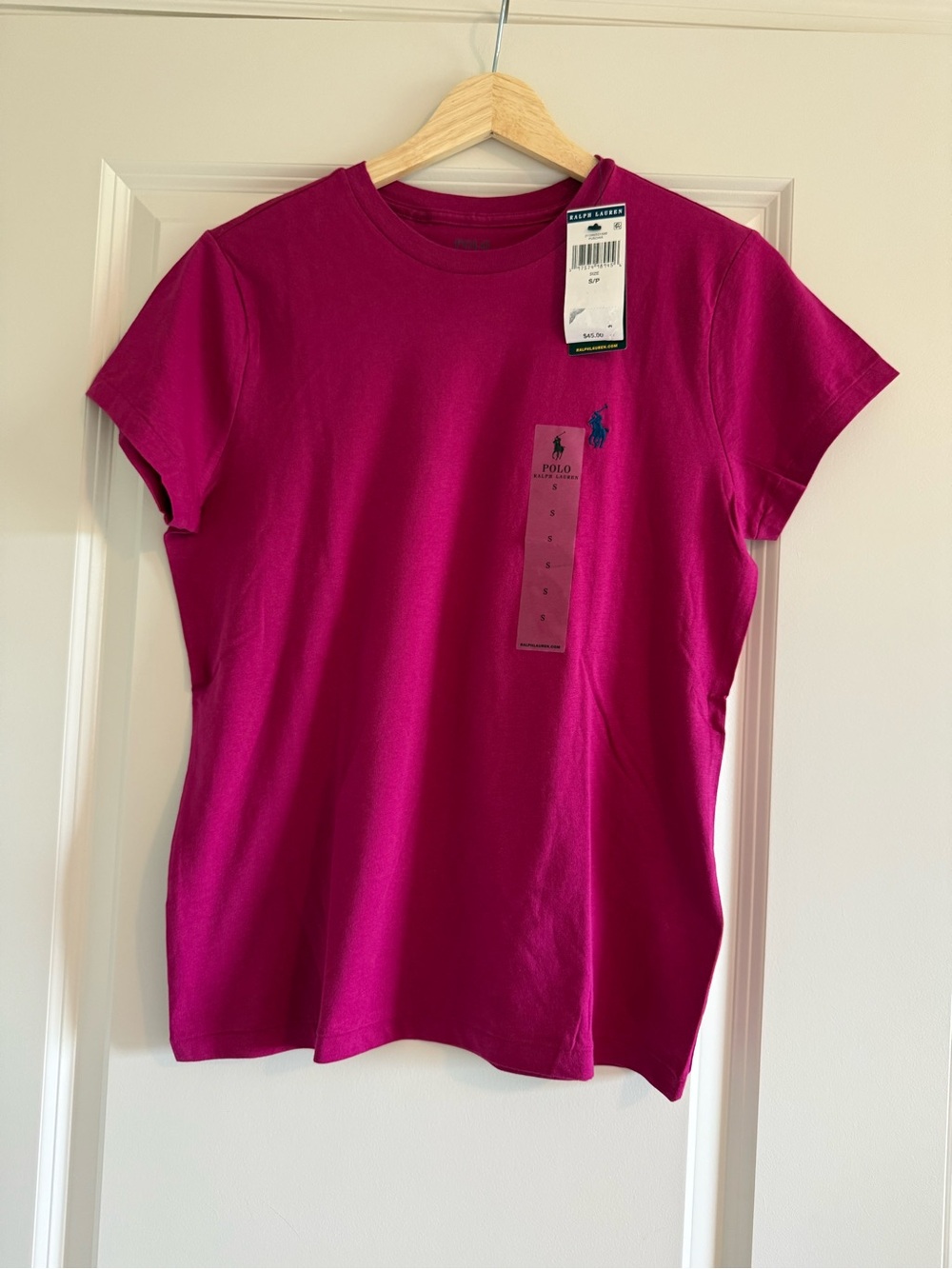 New Polo Ralph Lauren Women Crewneck T Shirt Pink Pony Logo Cotton S Small NWT